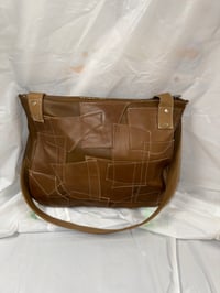 Image 2 of Cowhide Patchwork Tote Bag (Brown)