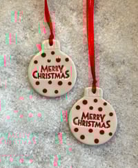 Image 3 of Ceramic Christmas Baubles. Set of 2