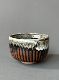 Image 2 of Fluted Chawan Tea Bowl in Tenmoku and Nuka Glazes