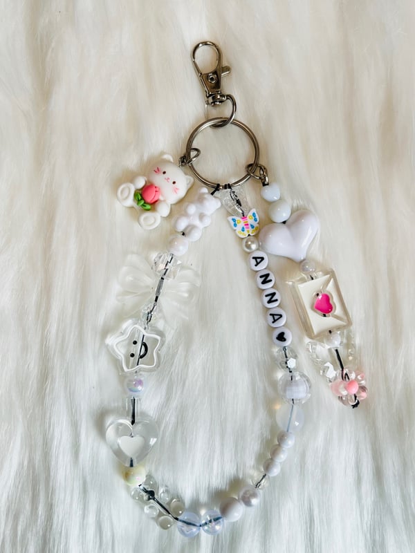 Image of White Personalized Name keychain