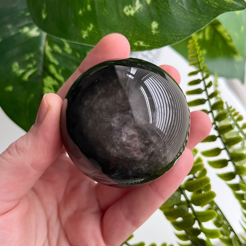 Silver Sheen Obsidian Sphere D