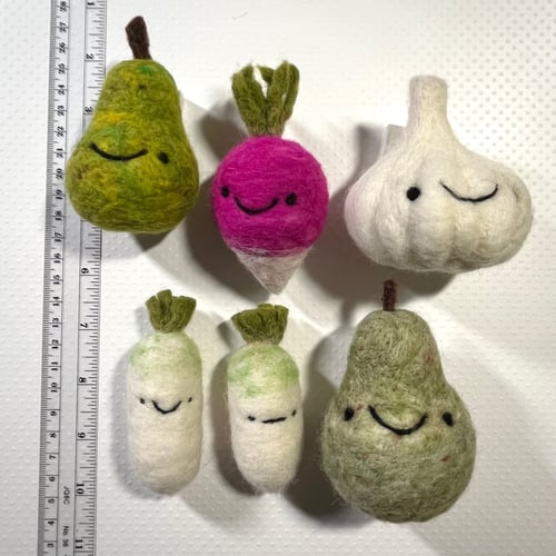 Image of felted food ornaments