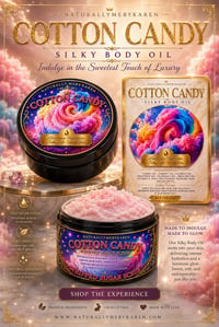 Image 1 of  “SILKY BODY OIL”  “BUTTERIFFIC” BODY BUTTER WHIPPED FOAMING SUGAR SCRUB COTTON CANDY