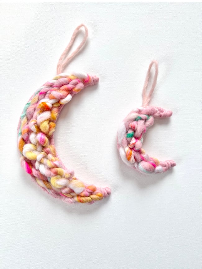 Pink Candy moon set. Woven wall hangings.