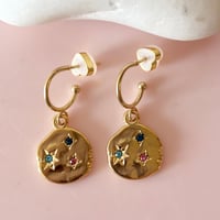 Image 2 of Multi coloured glass Nugget Gold Half Hoops