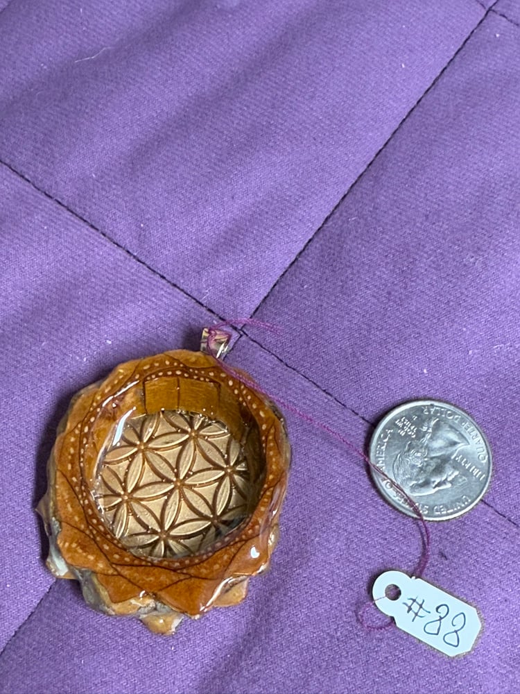 Image of Gold Flower of Life Pinecone Charm | Handmade PNW Jewelry | #88