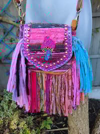 Image 1 of FRILL MINI body cross Sari bag with ruffles - detachable strap -shroom 