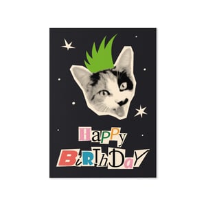 Image of Punk Cat Birthday Card Design 2 🐈‍⬛