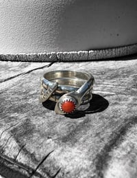 Image 2 of Ride the Sky Sterling Silver Snake Ring w/Coral 6