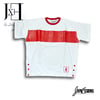 White/ Red "Leather Stripe” Drop Shoulder Tee