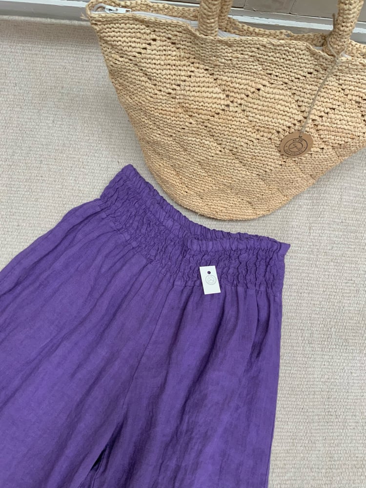 Image of Pantalon en lin Palazzo Purple 