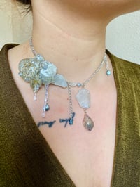Image 6 of 🤍Lichen Raw Quartz Crystals Orchid Necklace🤍
