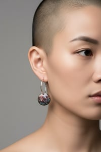 Image 1 of Sterling Silver Night Sky Landscape Earrings