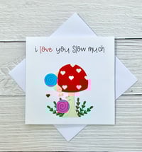 Image 1 of Handmade Snail Love Anniversary Card - Cute Animal-Themed Card for Couples