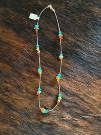 Liquid Silver Orange Spiny, Blue & Green Turquoise 