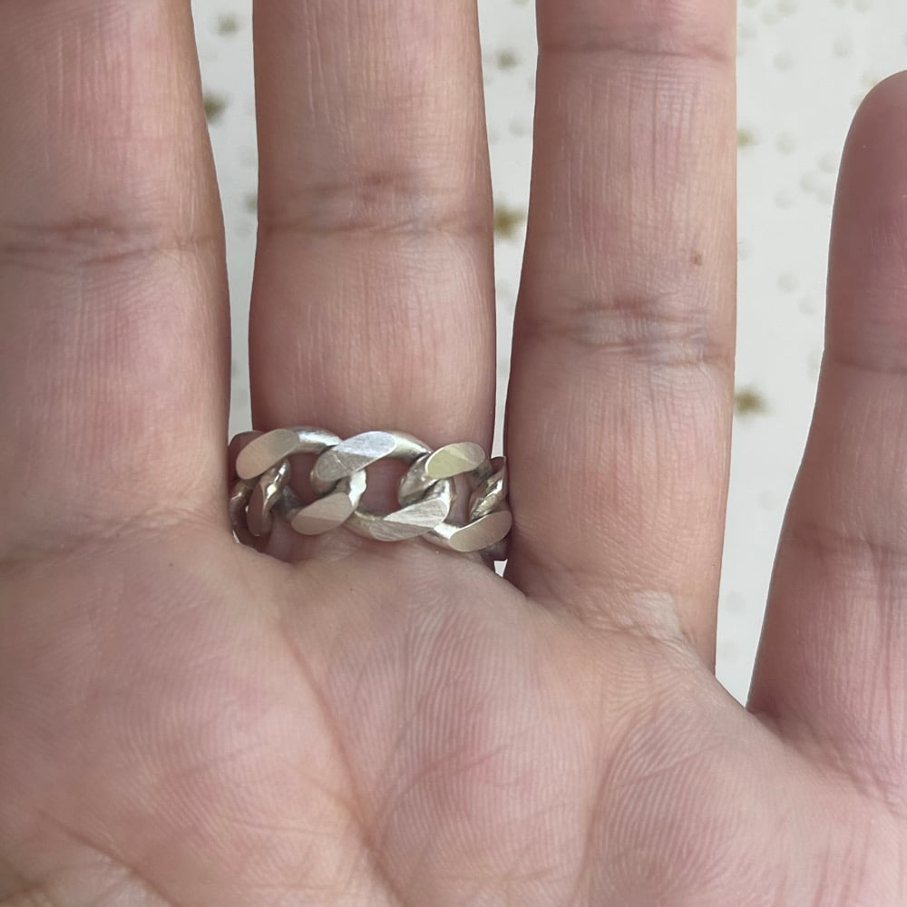 Image of pink tourmaline and chain ring