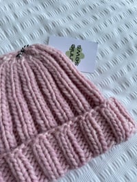 Image 2 of Ribbed knit beanie in baby pink