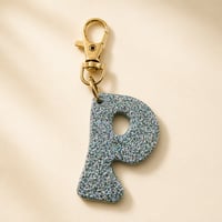 Image 3 of Light Blue Glow Letter Keychain • Personalized Resin Charm