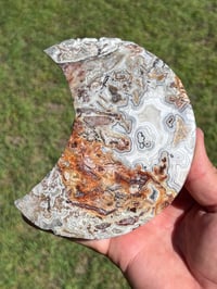 Image 11 of Mexican Lace Agate Crystal Moon Carving #2915
