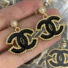 CC gold plated black earrings 