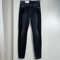 Image 2 of 7 FOR ALL MANKIND super skinny dark gray black studded jeans