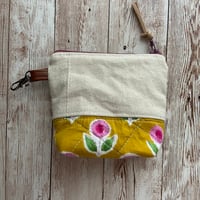Image 5 of “Mustard & Pink Floral Block Print” Mini Canvas &  Quilted Bottom Zipper Bag