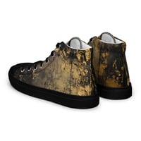 Image 6 of Black and Gold Tattered Textured Look Goth Women’s high top canvas shoes