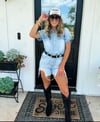 Distressed Blue Jean Romper 