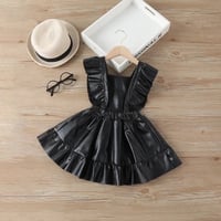 Image 4 of Leather black ruffle dress
