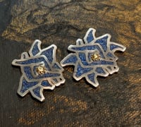 Image 3 of 1/1 Lapis/natural gold set in 96% silver pendant