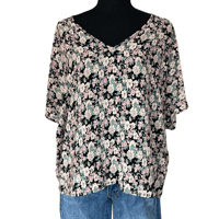 Image 2 of Natural Life Floral Loose Fit V Neck Dolman Shirt - Size XS