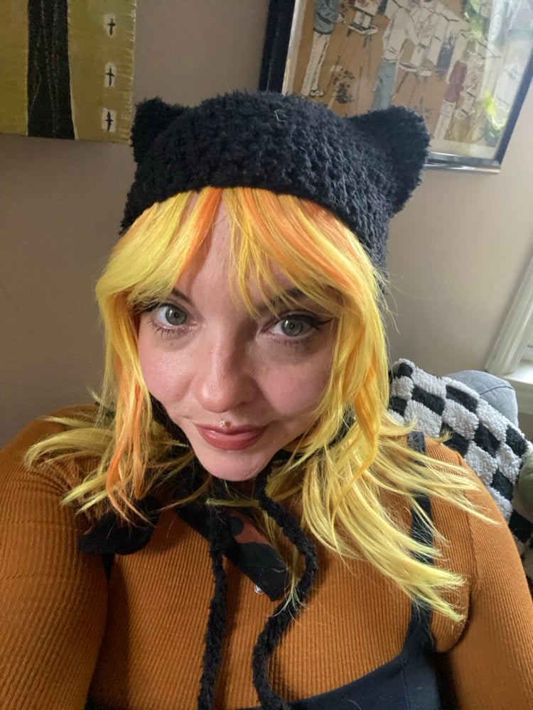 Image of Crochet black cat hat