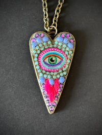 Image 1 of Mystic Eye Heart Necklace - Purple/Perriwinkle/Neon