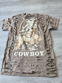 Medium tan LOVE cream top lace destroyed 