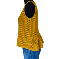 Image 5 of Yellow Crochet Sleeveless Zara Top with Ruffle Accent - Size M Beach Boho