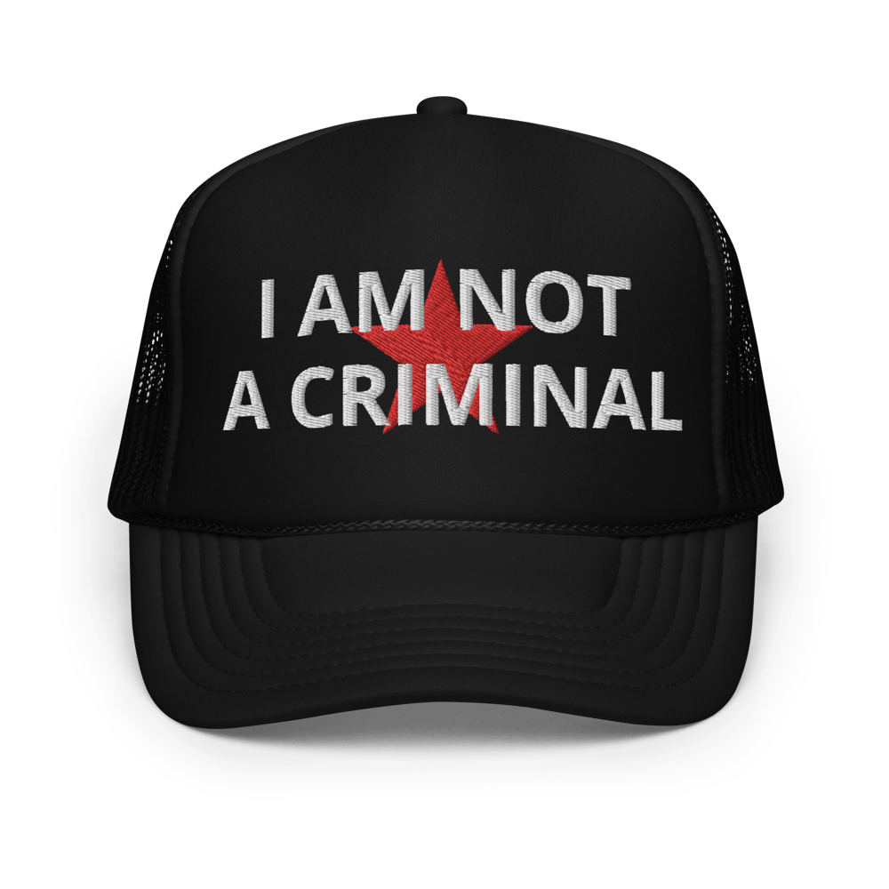 Image of "I AM NOT A CRIMINAL" Red Star trucker hat