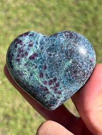 Image 2 of Ruby In Kyanite & Fuchsite Heart Carving | #3015
