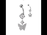 Image 3 of Butterfly Dangle Belly Ring