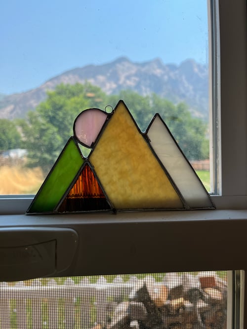 Image of Moon Mountain Range-stained glass