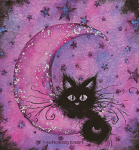 ‘Soot Cat on the Moon’ Embellished Art Print