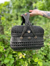 Image 1 of Magnifique panier en osier, à anses croisées, vannerie de Picardie, 1890!! 