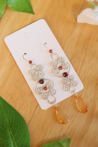 Image 4 of Orange Garnet + Carnelian Chandelier Earrings