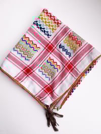 Image 2 of White and Multicolour Jordanian Keffiyeh