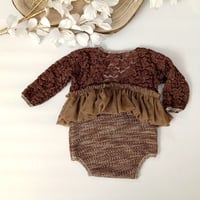 Image 1 of Sitter girls bodysuit - Lara - brown | 9-12 months | photo props