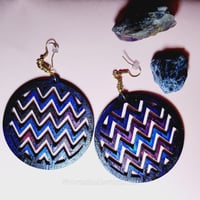 Image 1 of Zig Zag Moon Wood Earrings