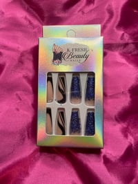 Nails - Long (Black/Blue Design)