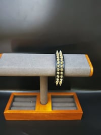 Image 3 of Faux leather spiked bracelet 
