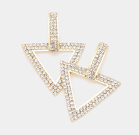 Gold Triangle Dangle Evening Earrings