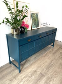 Image 4 of Mid century modern Upcycled dark teal Nathan Squares SIDEBOARD - DRINKS CABINET - TV UNIT