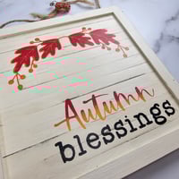 Image 4 of Autumn Blessings 9" wooden sign.
